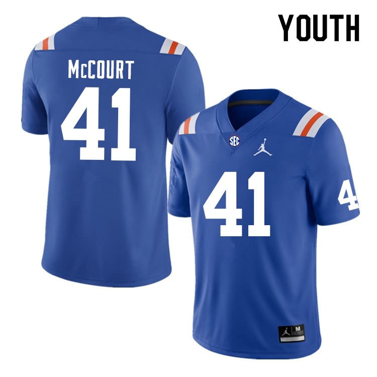 NCAA Florida Gators Alex McCourt Youth #41 Nike Blue Throwback Stitched Authentic College Football Jersey IFL3364UM